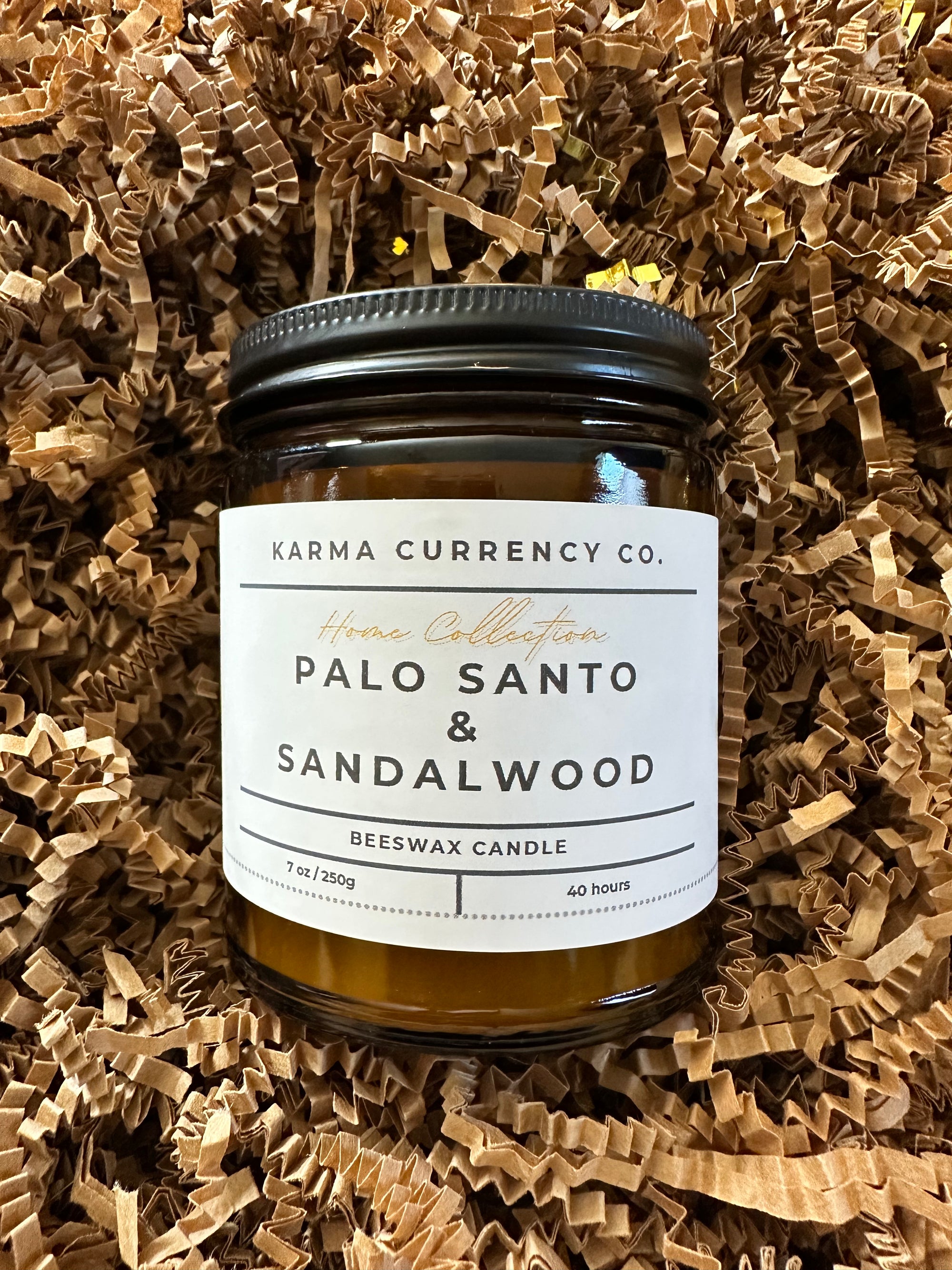 Palo Santo + Sandalwood Beeswax Candle – Energy Cleansing & Meditation