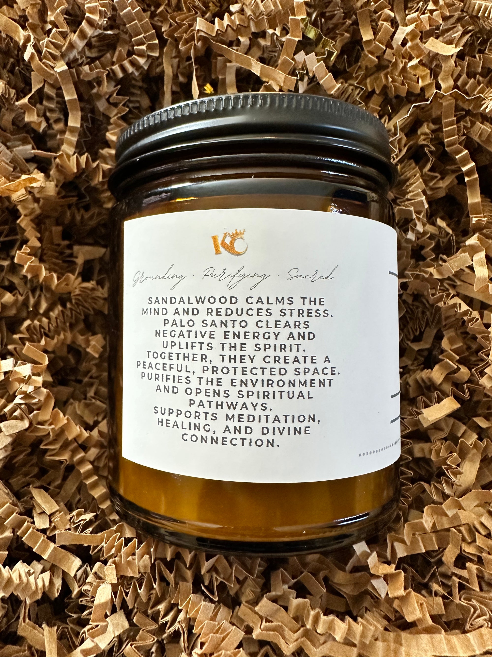 Palo Santo + Sandalwood Beeswax Candle – Energy Cleansing & Meditation