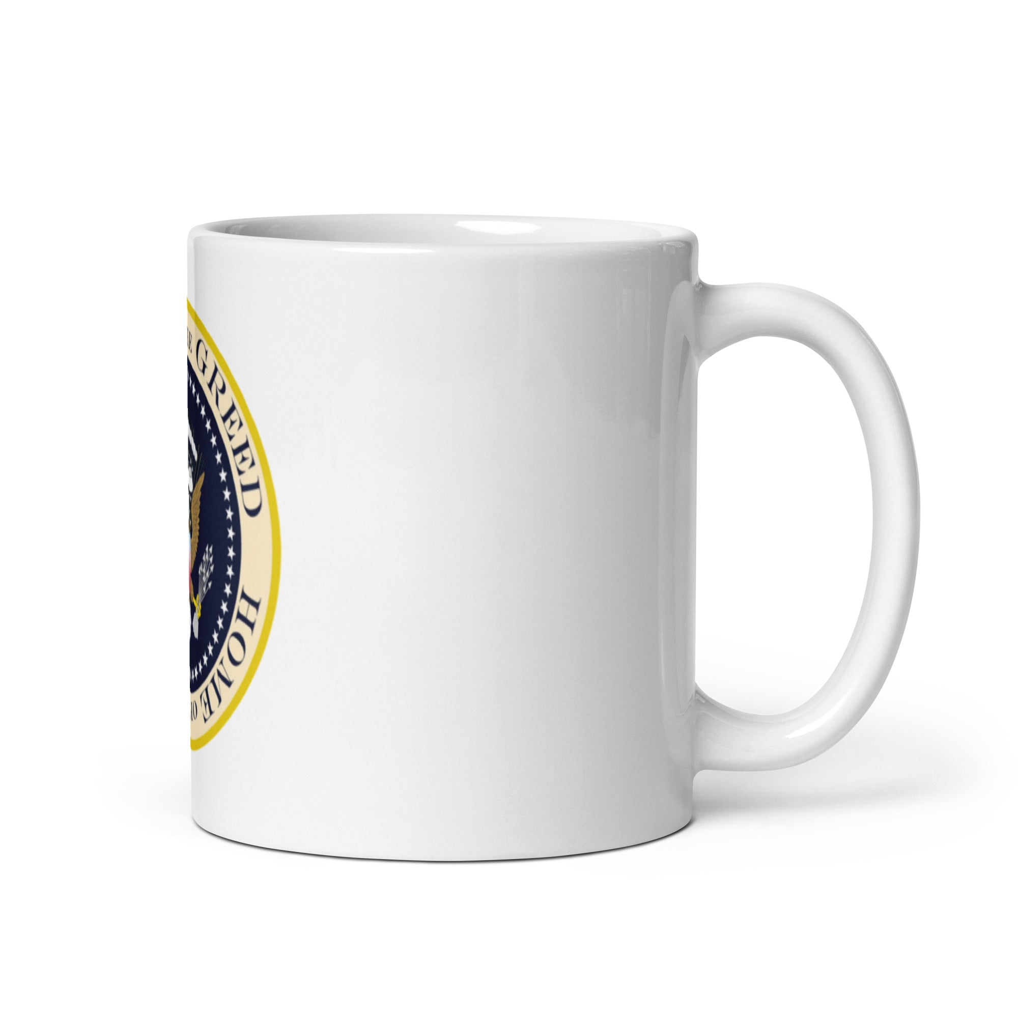 The American Greed - White glossy mug - KarmaCurrency